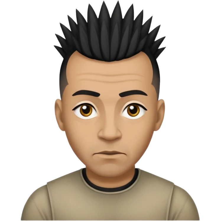A african American light skinned man about 40 years old with a black Mohawk and eye wrinkles  emoji