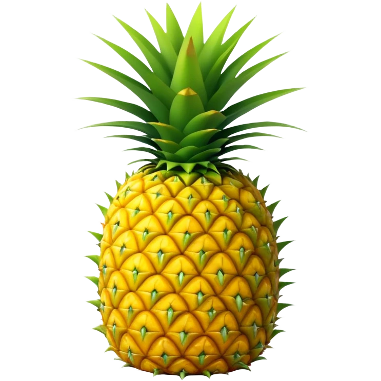bright yellow pineapple with green leaves emoji