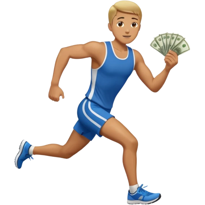 Man running with money emoji