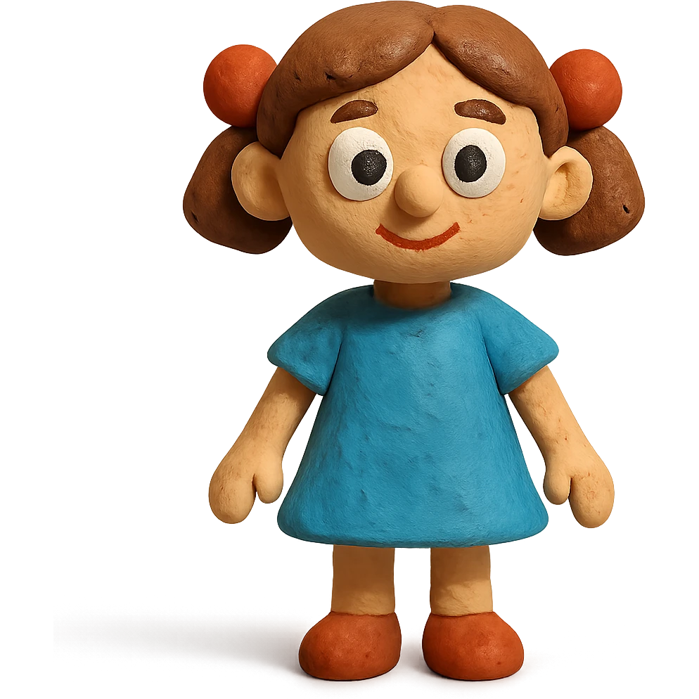 claymation style girl character emoji