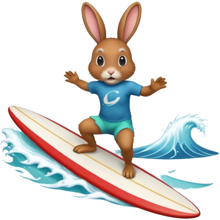 Rabbit riding a surfboard emoji