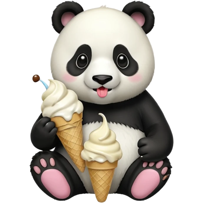 Panda eating ice cream emoji