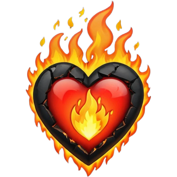 A black love hurt in black fire emoji