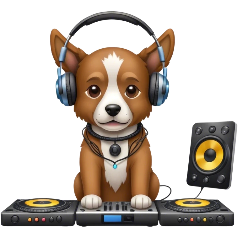 Dog wearing headphones as a DJ emoji