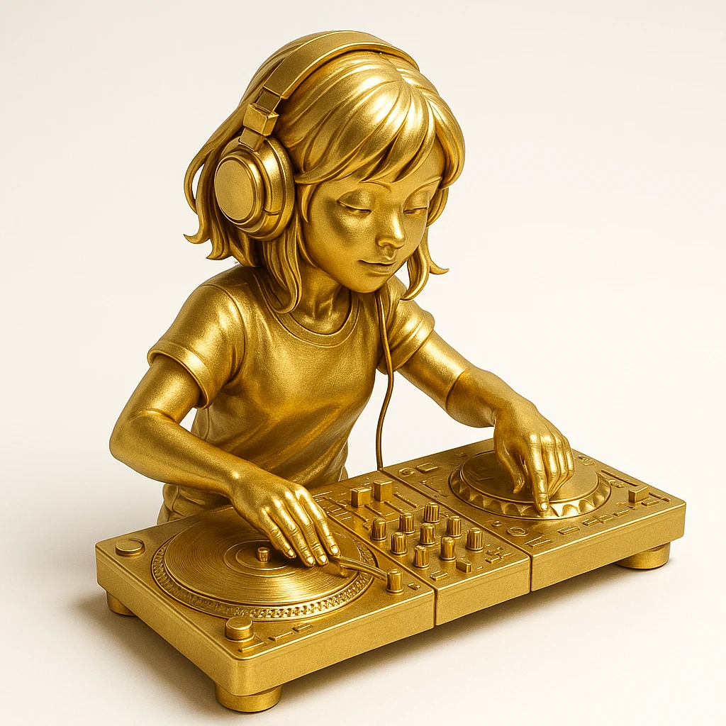 girl playing DJ set emoji