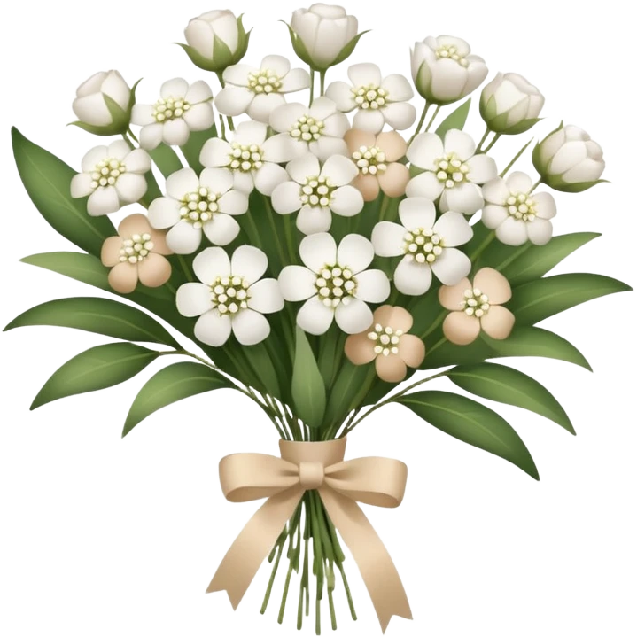 bouquet of white  gypsophila flowers with beige ribbon emoji
