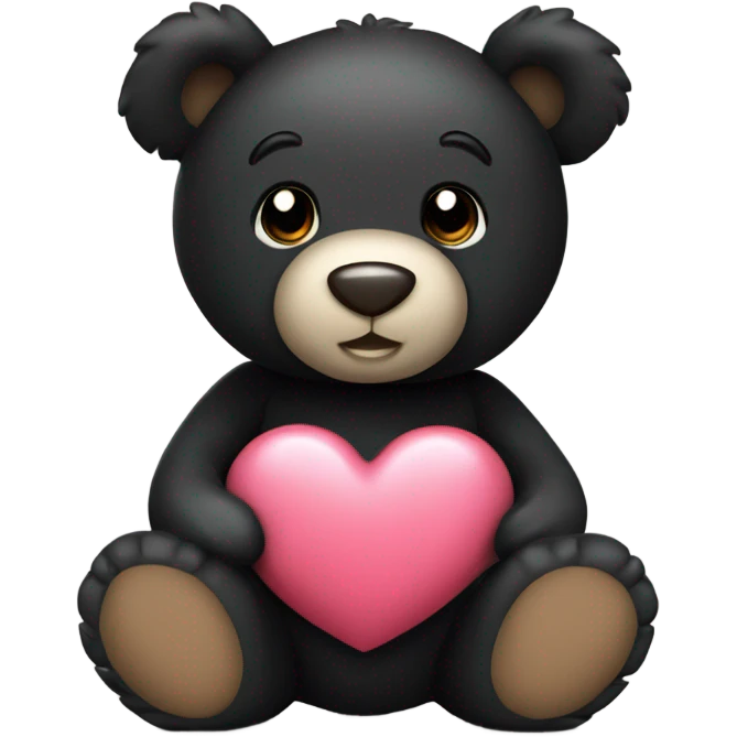 Black Teddy bear with heart emoji