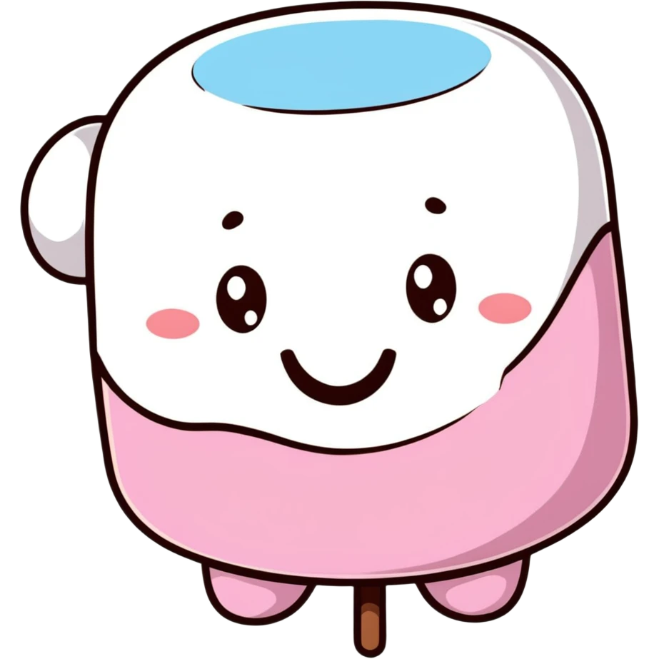 cartoon sticker of a marshmallow with a happy face emoji