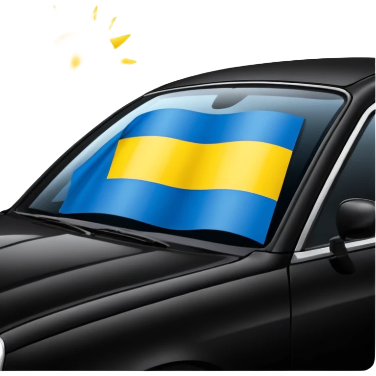 black car with a Ukraine flag sticker on the rear window emoji
