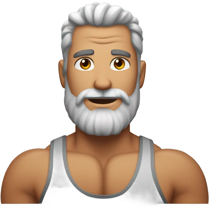 Hot bearded shirtless muscled dad, salt and pepperhair emoji