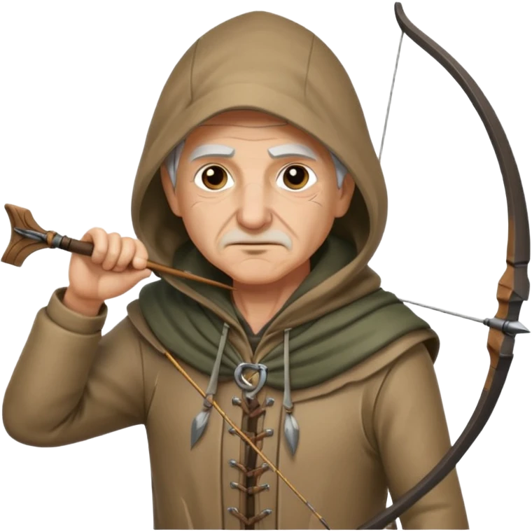 Archer âgé capuche position tir emoji