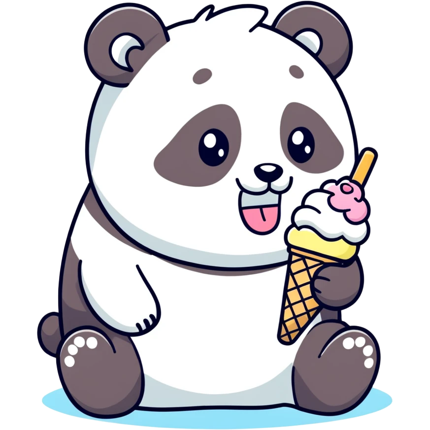 Panda eating ice crea emoji