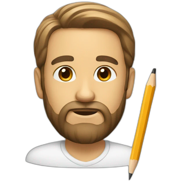 a man with a beard and a pencil behind his ear emoji