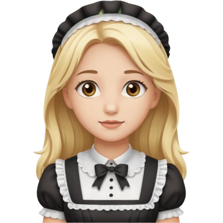 Long blonde hair girl maid with brown eyes emoji