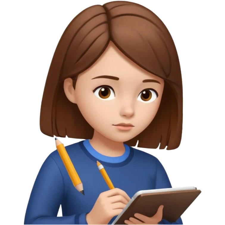 Girl writing on the notebook, side view. emoji