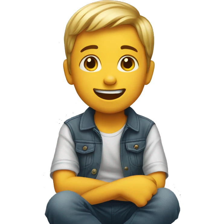 Sitting smiling kid emoji