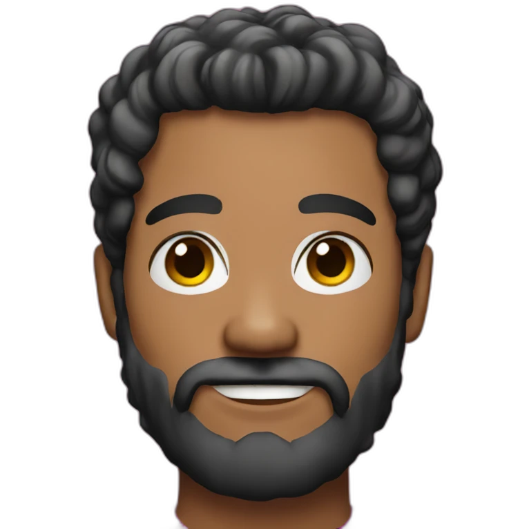 man with black hair and glitter pink beard emoji