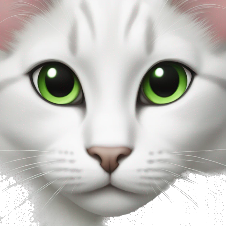 Black and white cat with an asymmetrical spot on the nose and green eyes emoji
