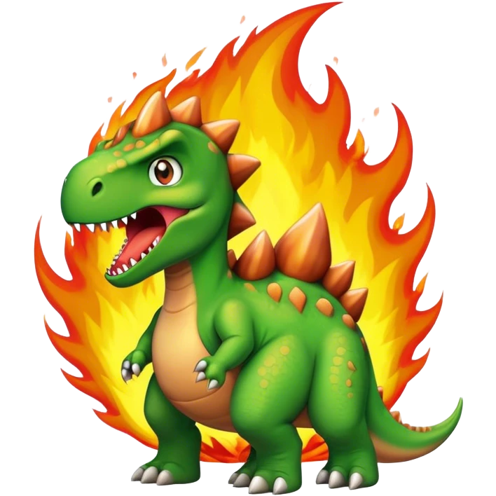 angry office dinosaur on a fire emoji