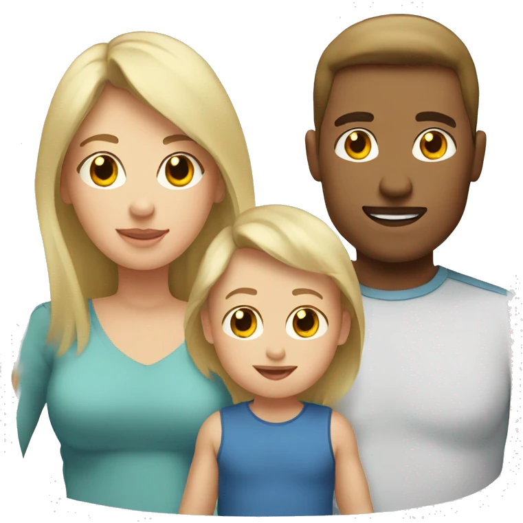 Brown hair mom and blonde baby and blonde dad emoji