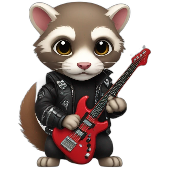Red ferret wearing heavy metal clothing emoji
