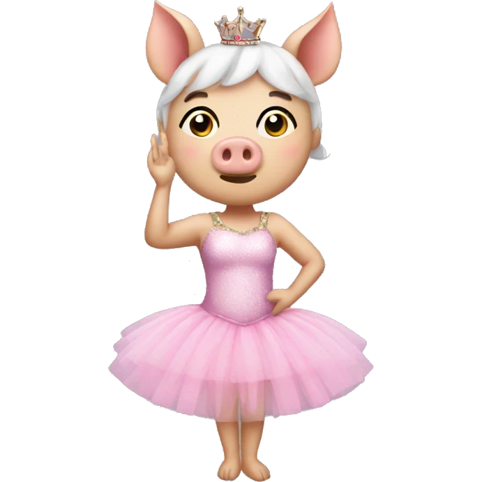 A pig with a tutu tiara and a wand emoji