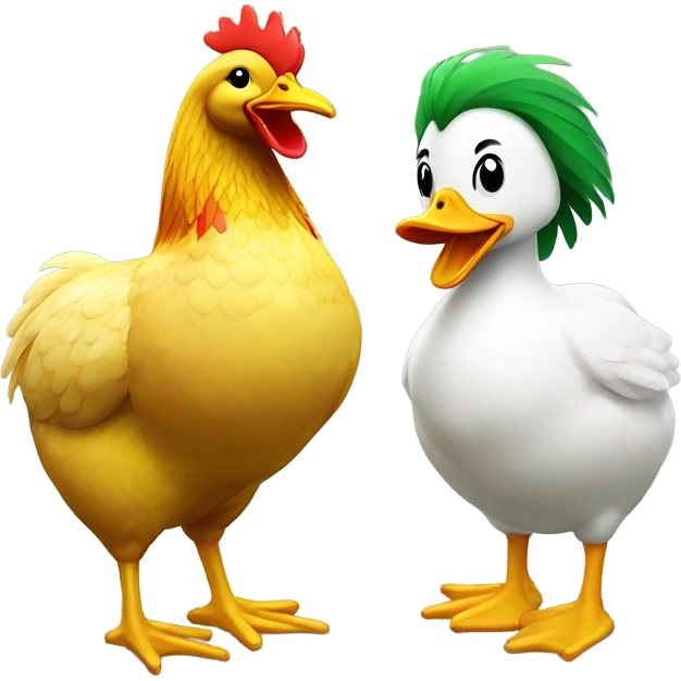 A chicken and a duck is  emoji