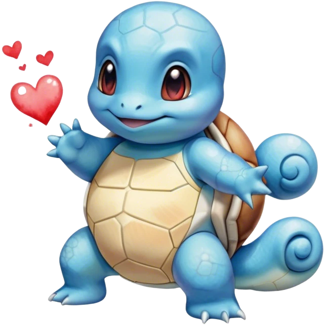 Squirtle sending a kiss emoji