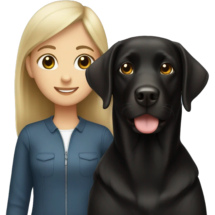 Black lab with brunette girl  emoji
