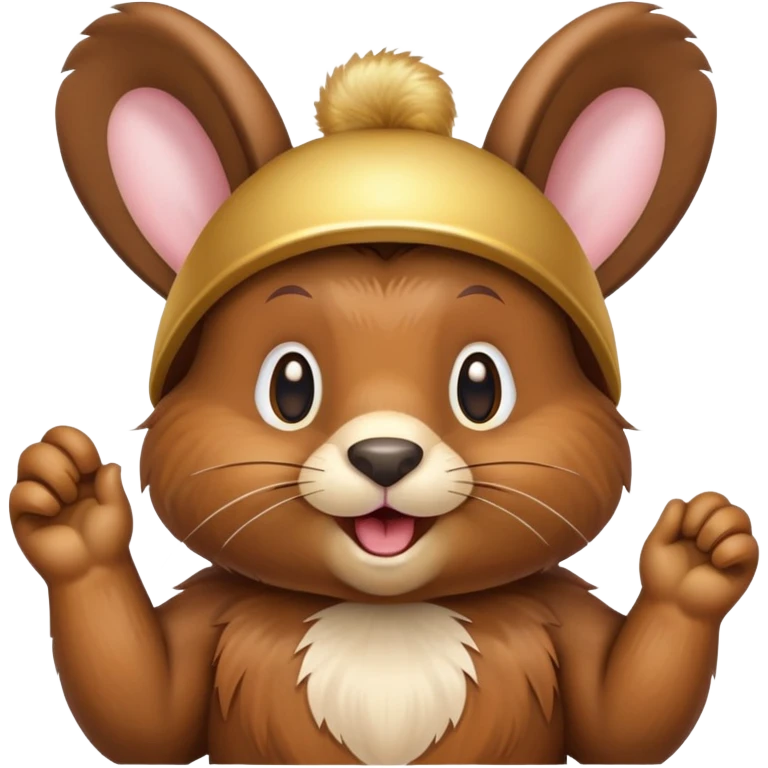 Beaver with bunny ears happy hold up gold point high emoji