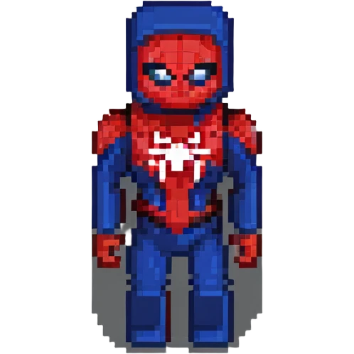 Spider-Man character, pixel art style, inspired by Minecraft, blocky design emoji