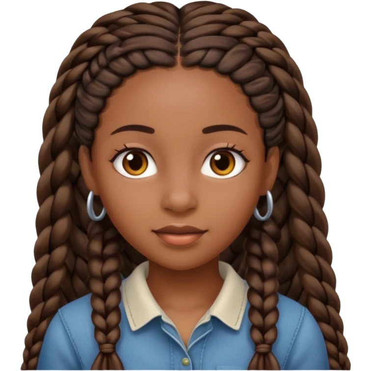 black girl with long braids emoji