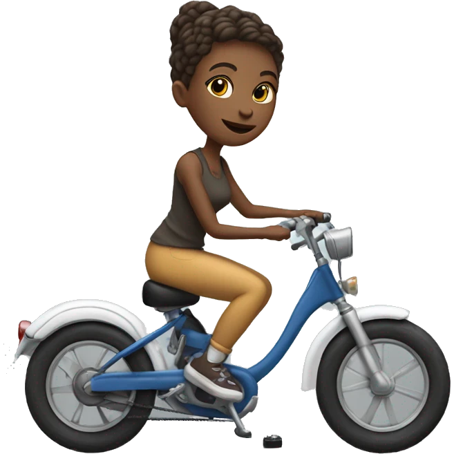 white female actress, plays for children, short, shaved temples, likes to smoke and sing karaoke, has a cat and loves to ride a bike emoji