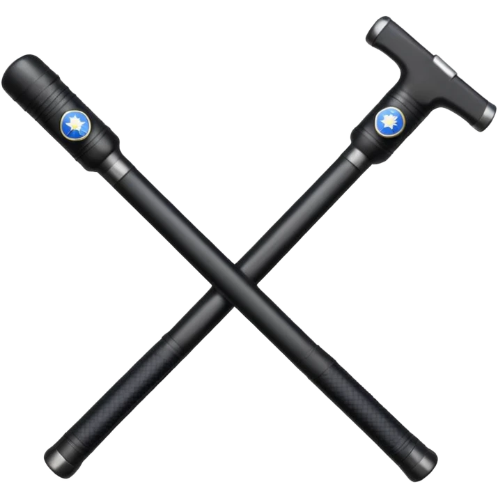 two police batons with handles forming an L emoji