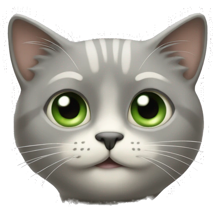 Chat rayer gris et crème avec les yeux vert emoji