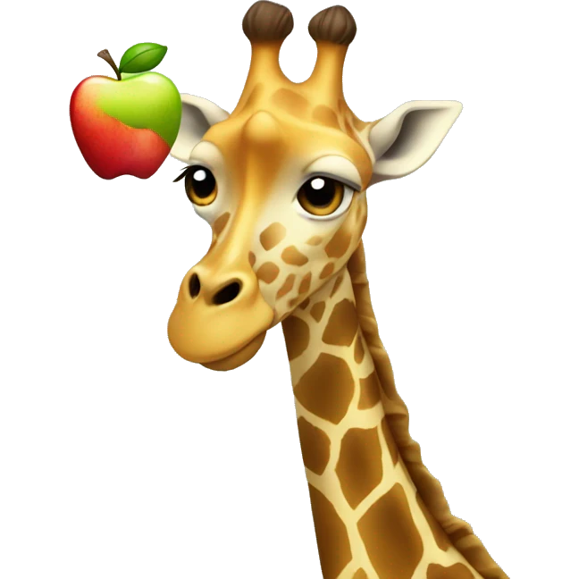 Giraffe eats apple  emoji