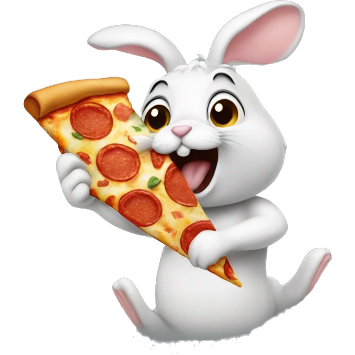 Rabbit eating pizza emoji