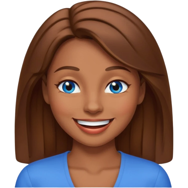 mulher morena de olhos azuis sorrindo e piscando um olho emoji