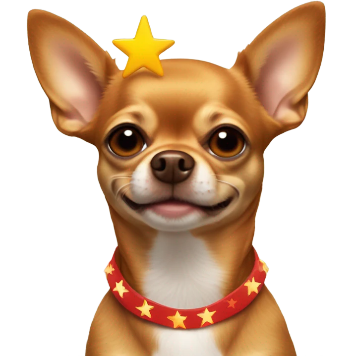 Red / brown chihuahua wearing a star topper on head emoji