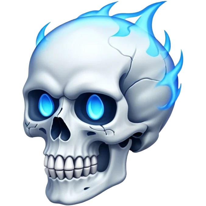 Skull flame blue emoji