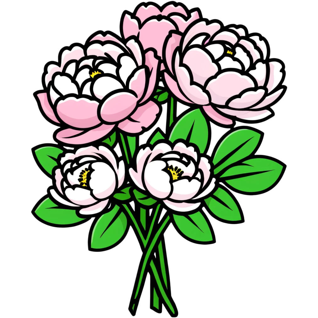A peony flower bouquet with pink and white flowers emoji