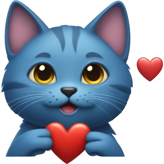Blue brithis cat holding a red heart emoji