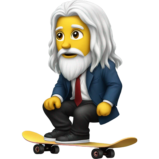 White Freemason with long hair skateboarding emoji