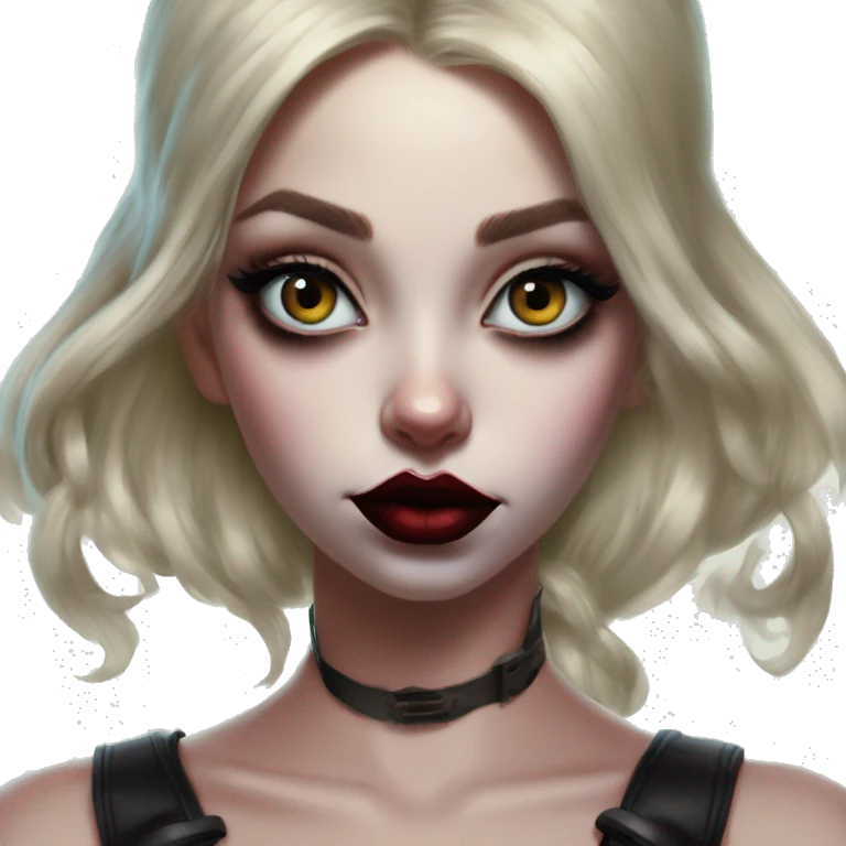 Fairy Jasmine in Harley Quinn style, oil paint, mysterious eyes, intricate lips, masterpiece portrait, odd perspective, beautiful, desirable, logical emoji