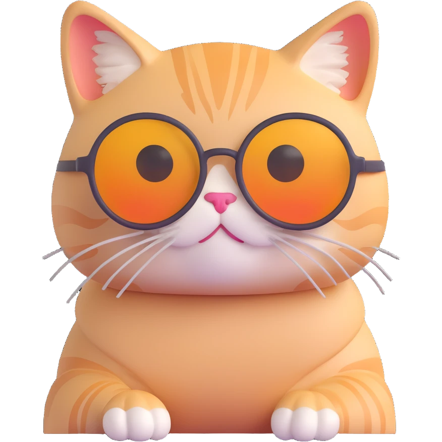 cute cat wearing round sunglasses, relaxed vibe emoji