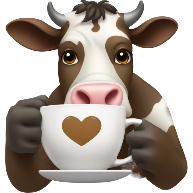 Cow drinking coffee emoji