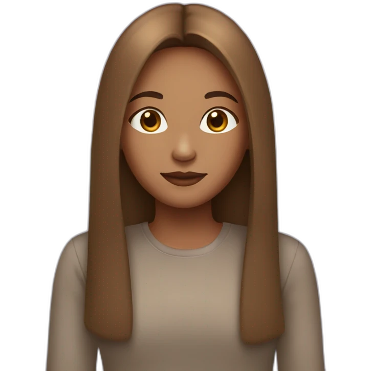 light brown girl with long straight hair and brown eyes emoji