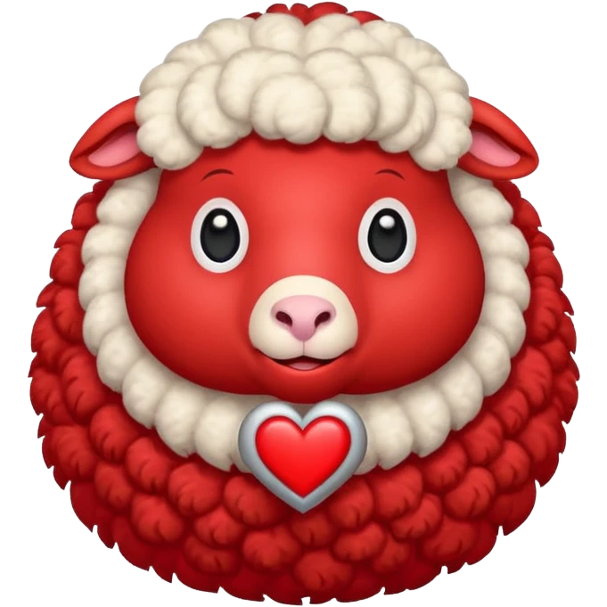 make an emoji with a red sheep. but make a sheep with a heart. but make it more animated like from animated movie emoji
