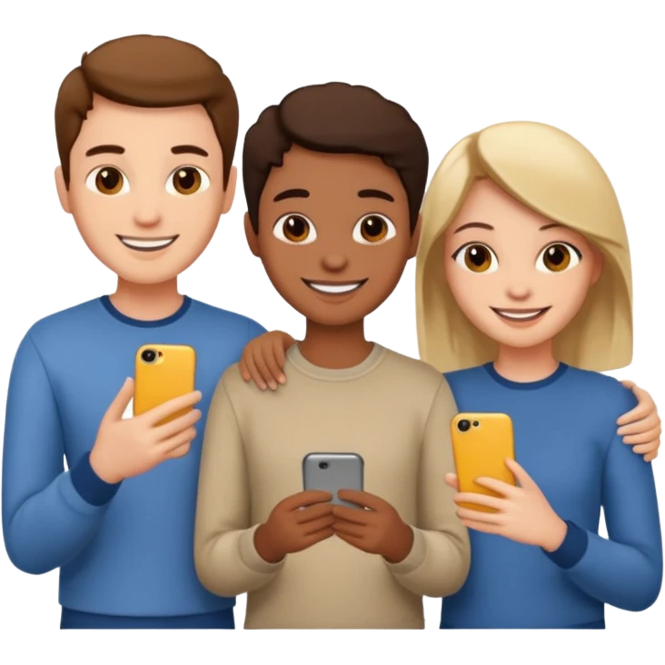 Three friends talking each other emoji