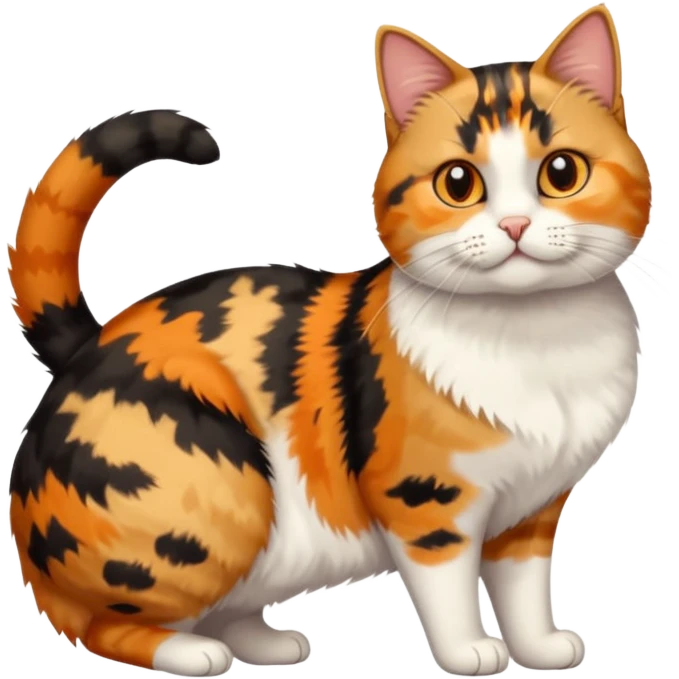 full body calico tabby cat with tiny head and fat body emoji